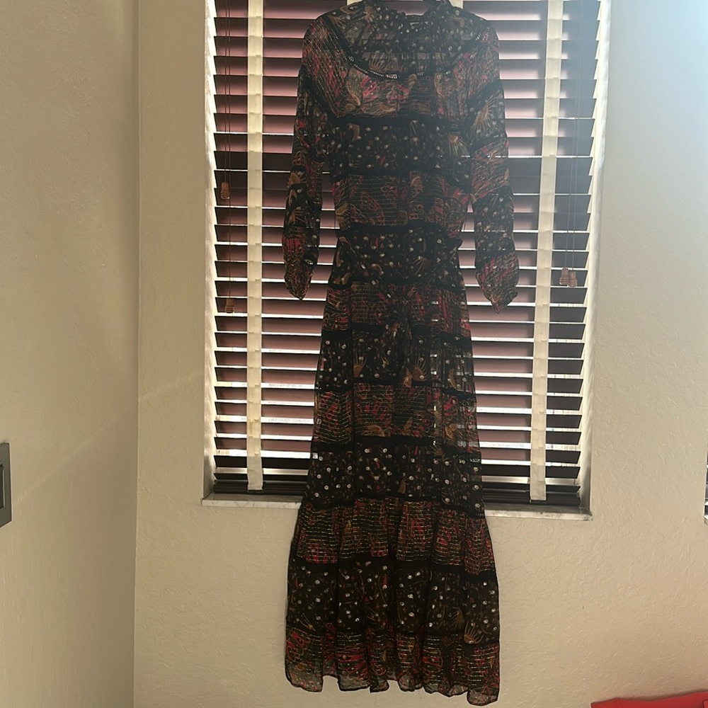 Farm Rio MIXED LEOPARD BUTTERFLY SKY MAXI DRESS